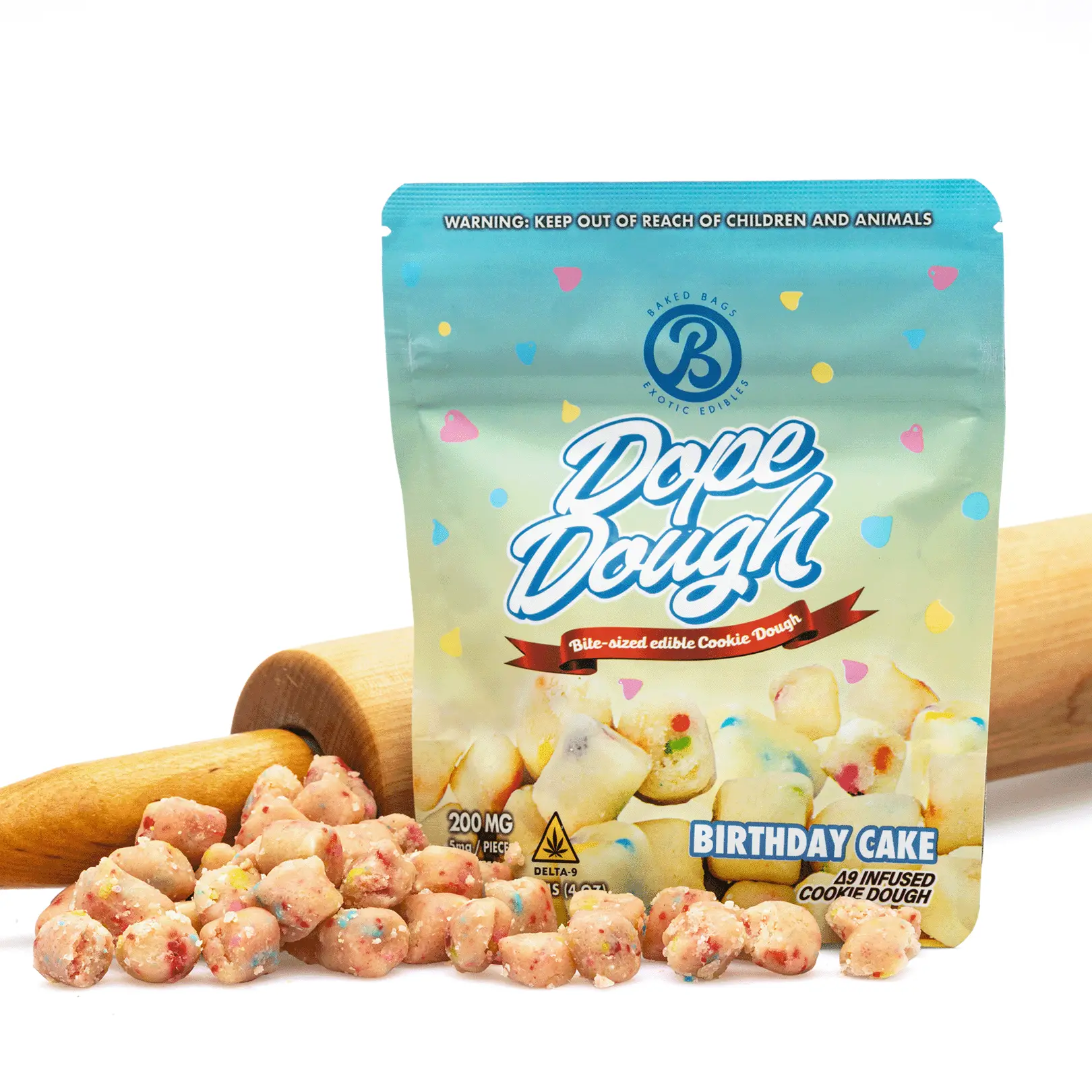 Baked-Bags-Delta-9-THC-Dope-Dough-Birthday-Cake-200-mg-Total-Delta-9-THC-Combo.webp Baked Bags Delta 9 THC Dope Dough - Birthday Cake (200 mg Total Delta 9 THC) - Image 1