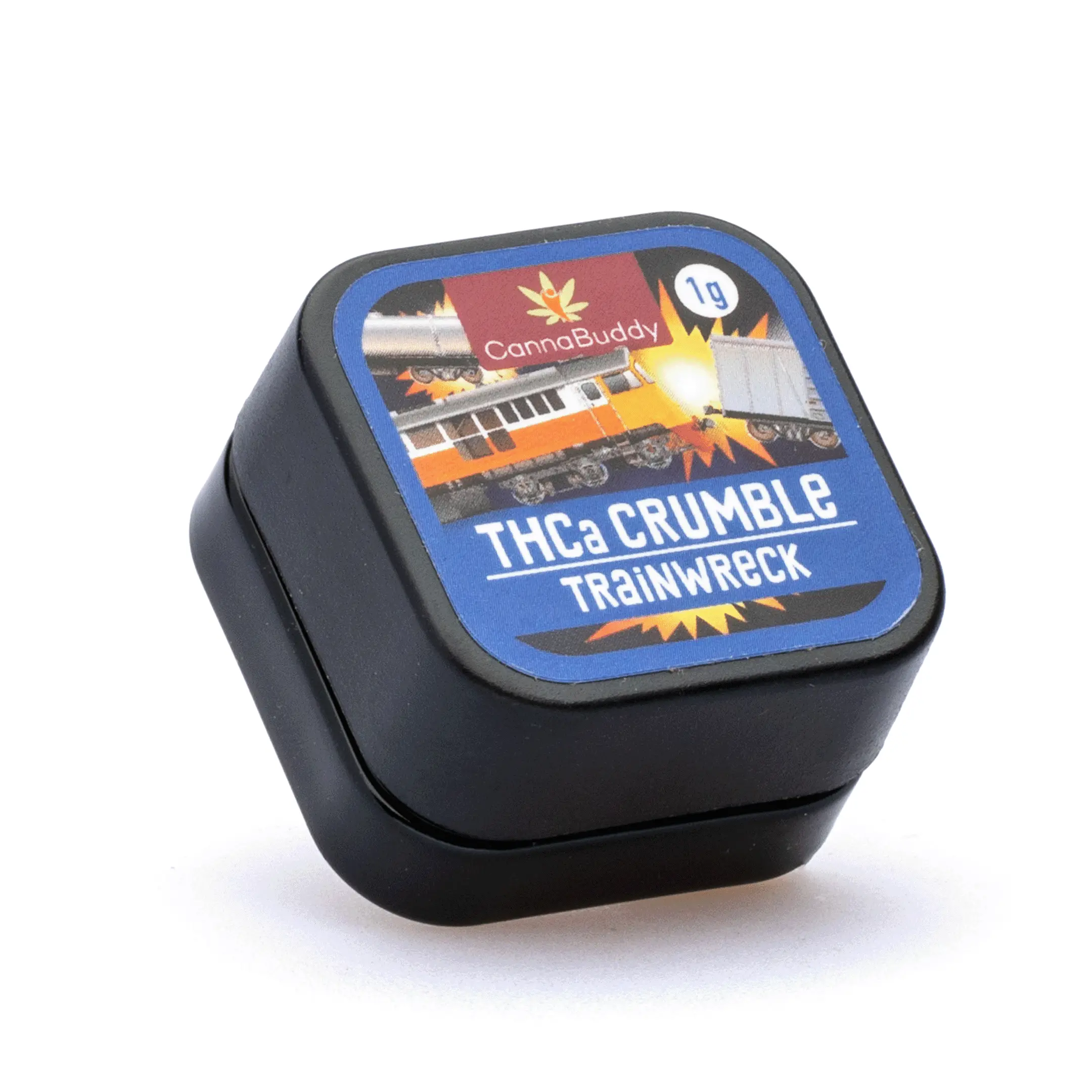 CannaBuddy-THCa-Crumble-Trainwreck-1-gram-Jar-Front.webp CannaBuddy THCa Crumble - Trainwreck (1 gram) - Image 1