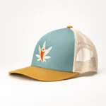 CannaBuddy Trucker Hat - Teal and Khaki - Image 2