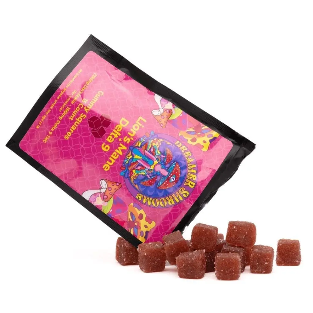 Dreamer-Shrooms-Lions-Mane-Delta-9-Gummy-Squares-15-Count-Combo-scaled-1.webp Dreamer Shrooms Lion's Mane + Delta 9 THC Gummies - 15 Count - Image 1