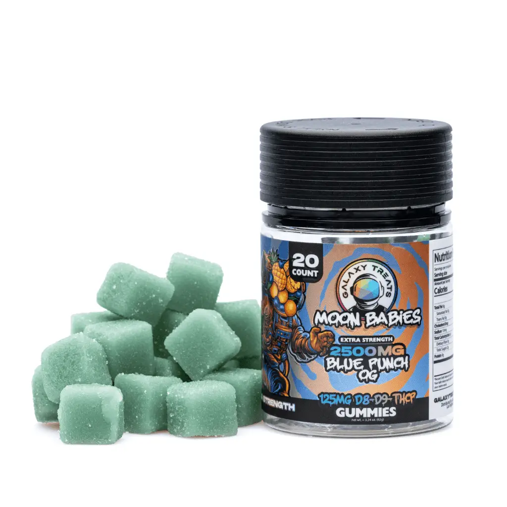 Galaxy-Treats-Delta-8-Delta-9-THCP-Gummies-Blue-Punch-OG-Combo.webp Galaxy Treats Delta 8 / Delta 9 / THCP Gummies - Blue Punch OG (2180 mg Delta 8 THC + 260 mg Delta 9 THC + 20 mg THCP Total) - Image 1