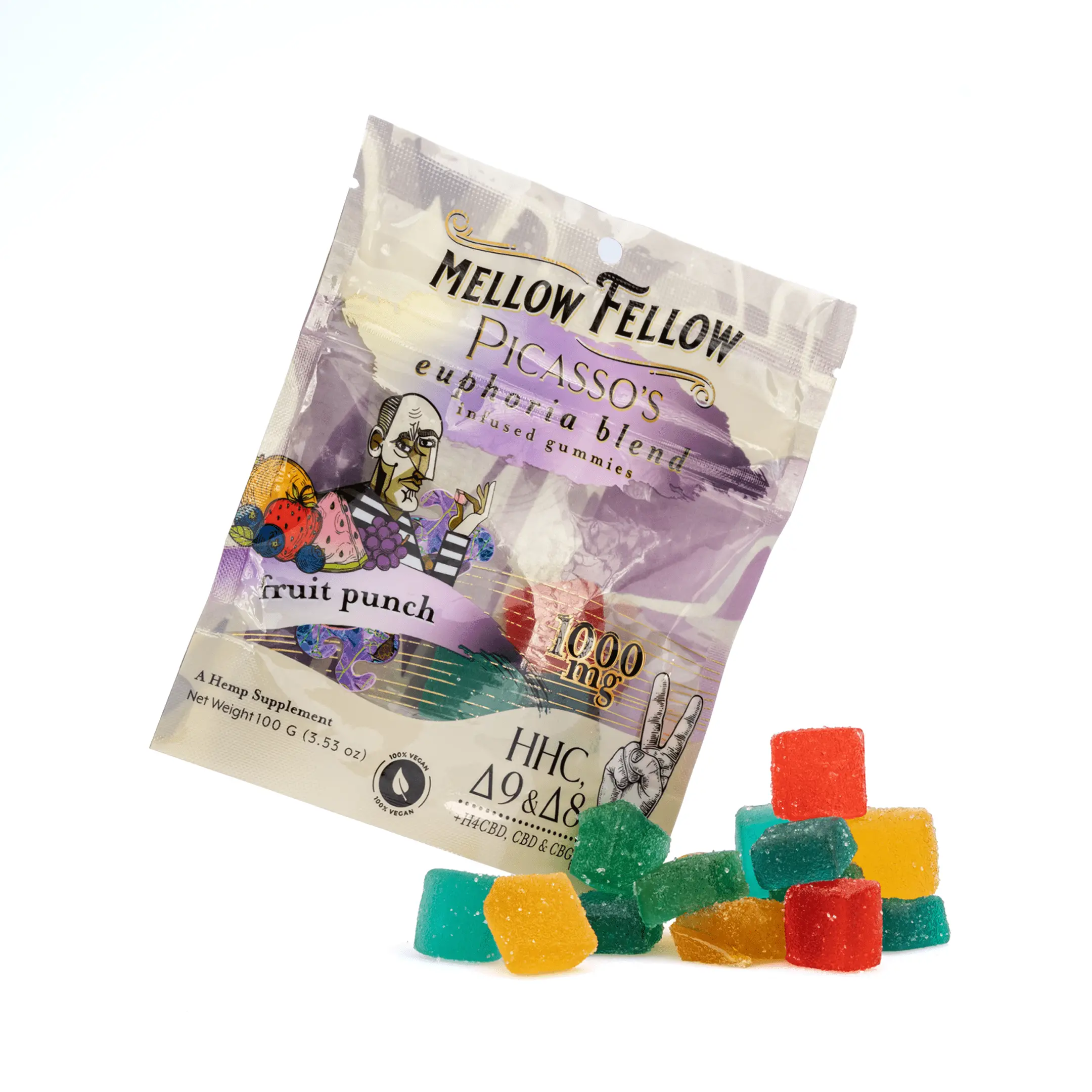 Mellow-Fellow-Picassos-Euphoria-Blend-M-Fusion-Gummies-Fruit-Punch-1000-mg-Total-Cannabinoids-Combo.webp Mellow Fellow Euphoria Blend M-Fusion Gummies - Fruit Punch (1000 mg Total Cannabinoids) - Image 1