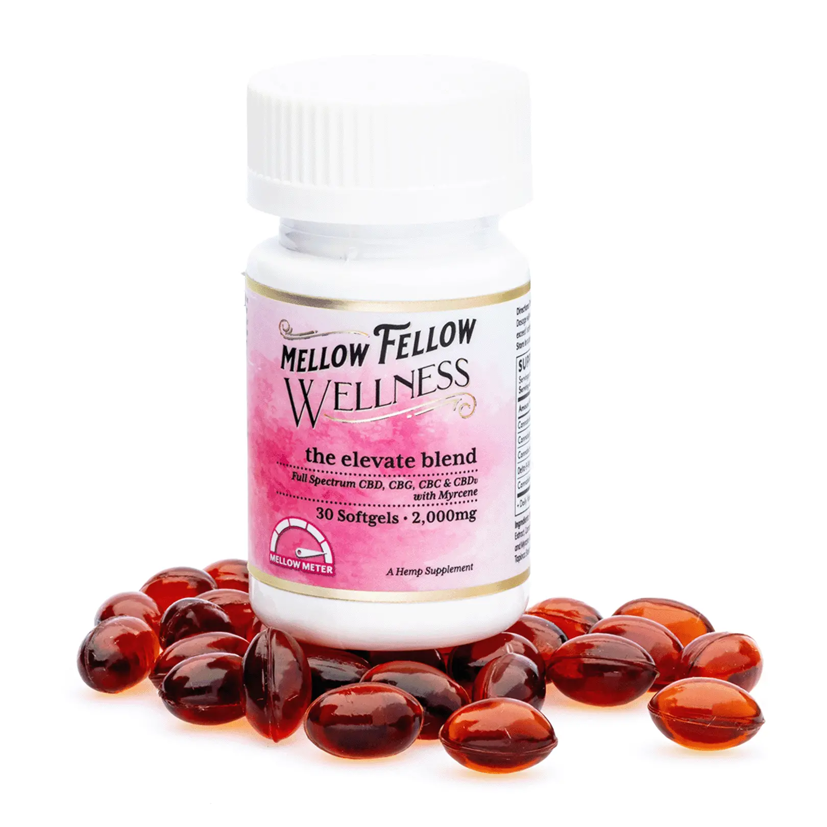 Mellow-Fellow-Wellness-Softgel-Capsules-Elevate-Blend-2000-mg-Total-Cannabinoids-Combo.webp Mellow Fellow Wellness Softgel Capsules - Happy Blend (2000 mg Total Cannabinoids) - Image 1