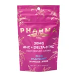 PharmaTHC HHC / Delta 9 THC Gummies - Blue Raspberry (400 mg Total HHC + 200 mg Total Delta 9 THC) - Image 3
