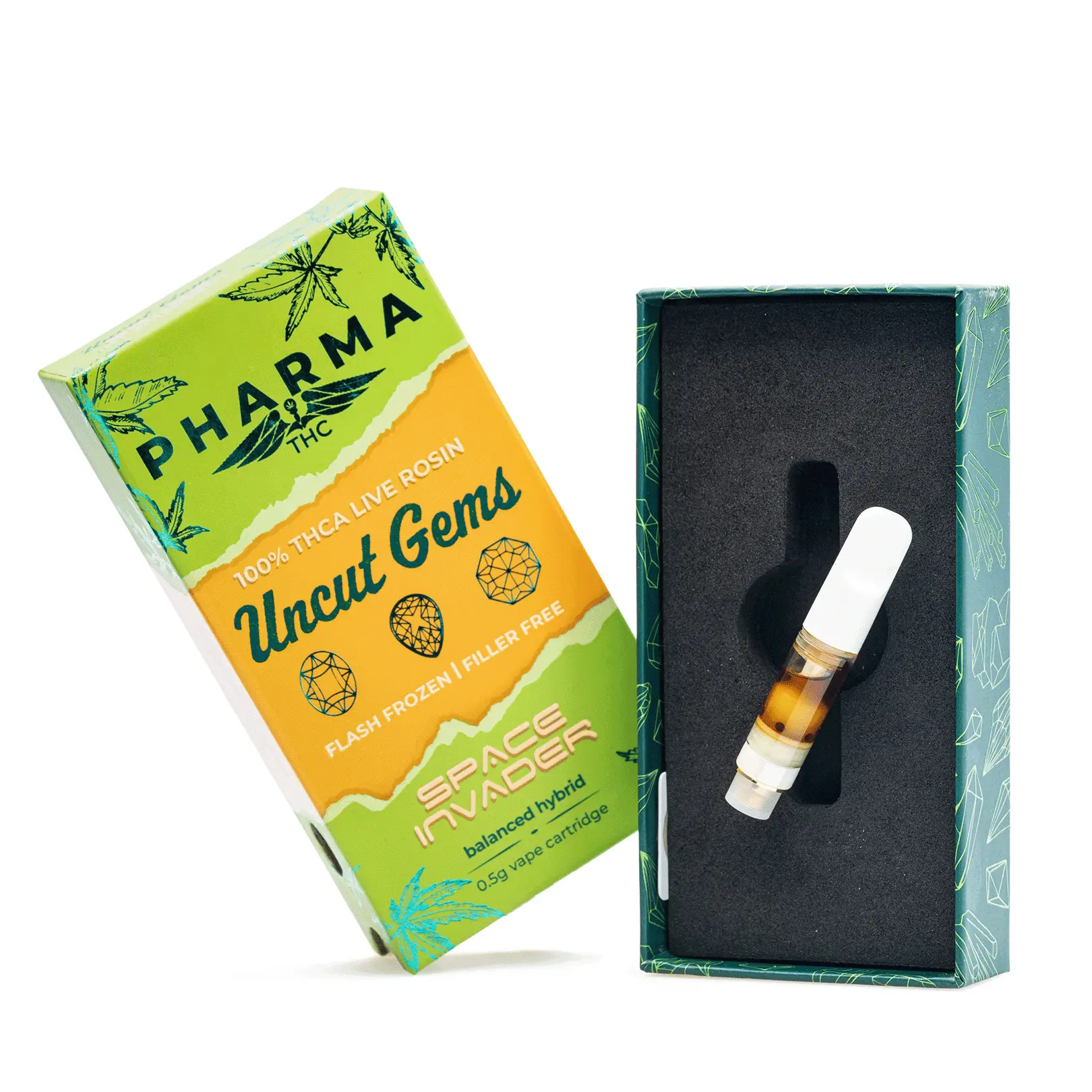 PharmaTHC-Uncut-Gems-THCa-Live-Rosin-Vape-Cartridge-Space-Invader-.5-gram-combo.webp PharmaTHC Uncut Gems THCa Live Rosin Vape Cartridge - Space Invader (.5 gram) - Image 1