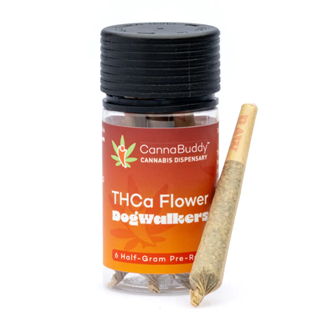 THCa-Flower-Dogwalker-Pre-Rolls-Blockberry-6-Count-jar.webp THCa Flower Dogwalker Pre-Rolls Blockberry (6 Count) - Image 1