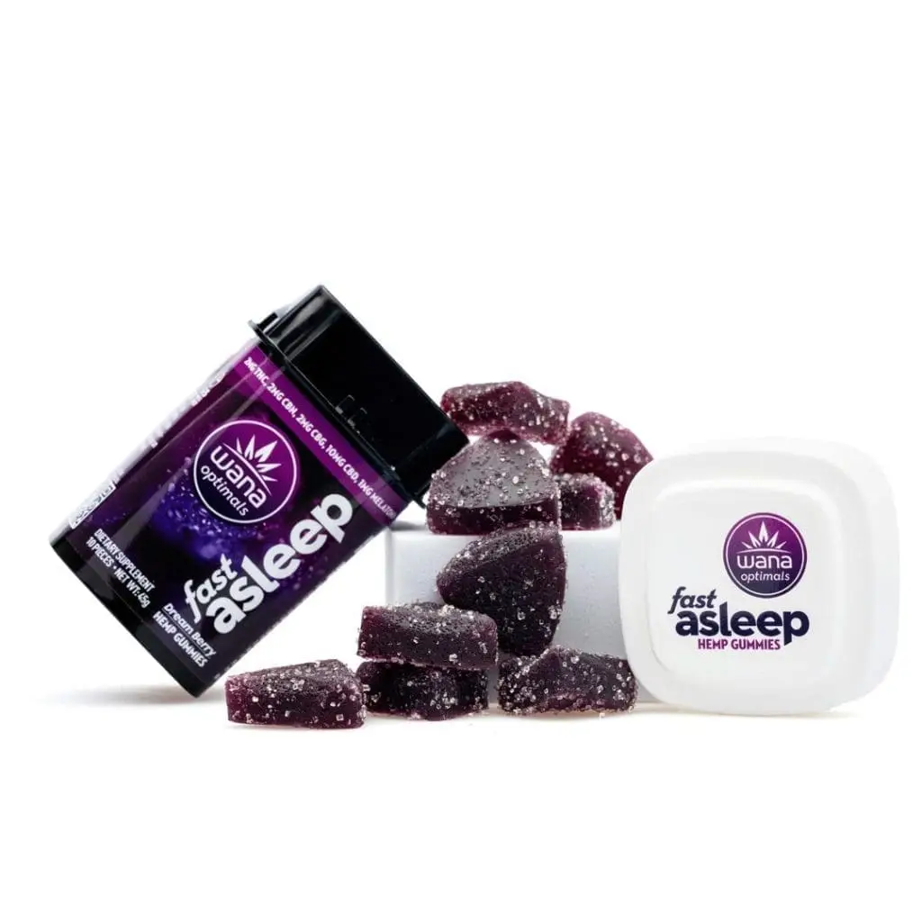 Wana-Optimals-Fast-Asleep-Gummies-160-Total-Cannabinoids-combo-scaled-1.webp Wana Optimals Fast Asleep Gummies (160 Total Cannabinoids) - Image 1